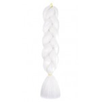 Coada de par afro impletita Premium 1 de 60 cm Alb (White) X01 Coada de par afro impletita Premium 1 de 60 cm Alb (White) X01